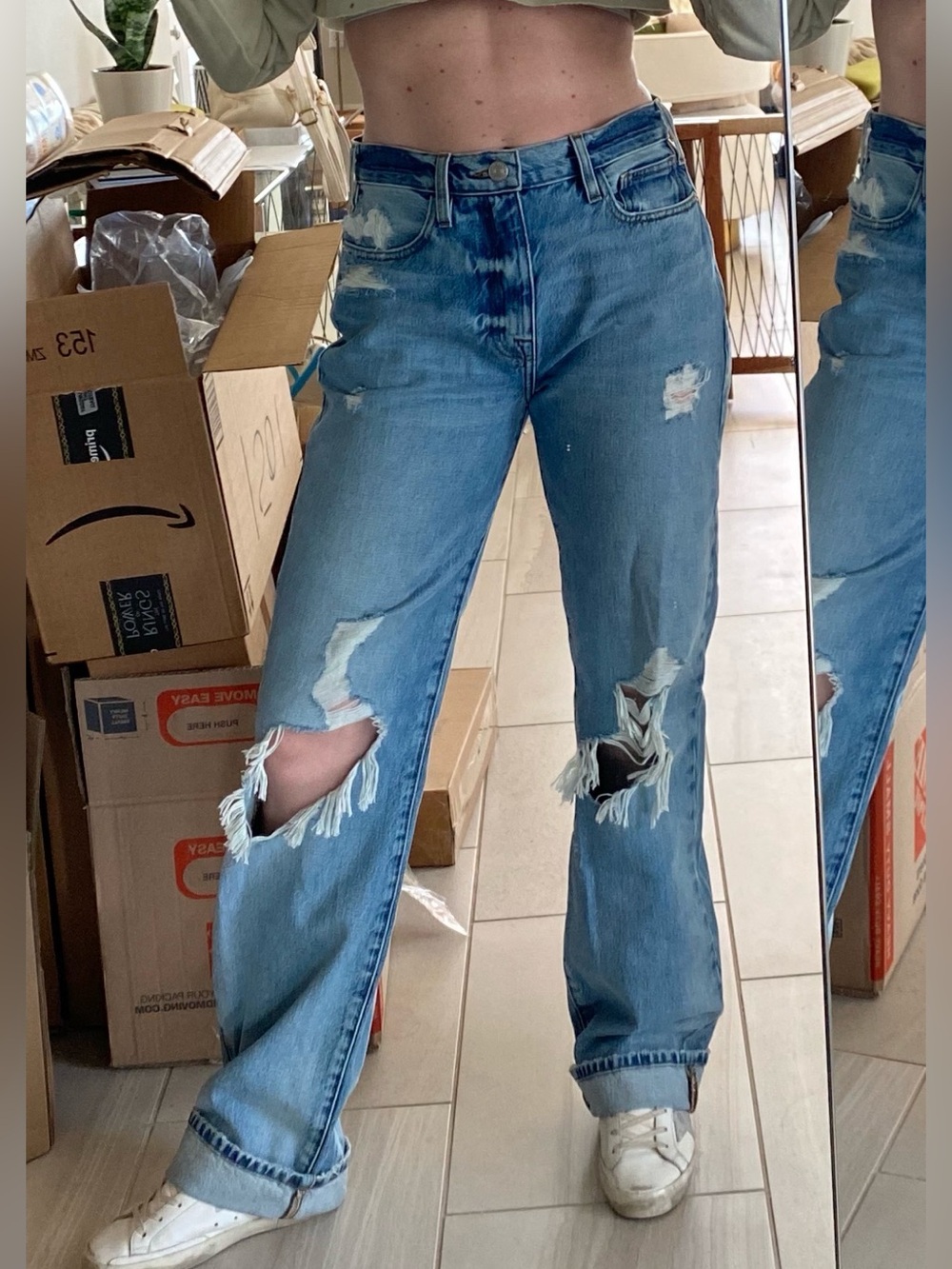FRAME LE JANE Distressed High-Rise Light Blue Women’s Jeans